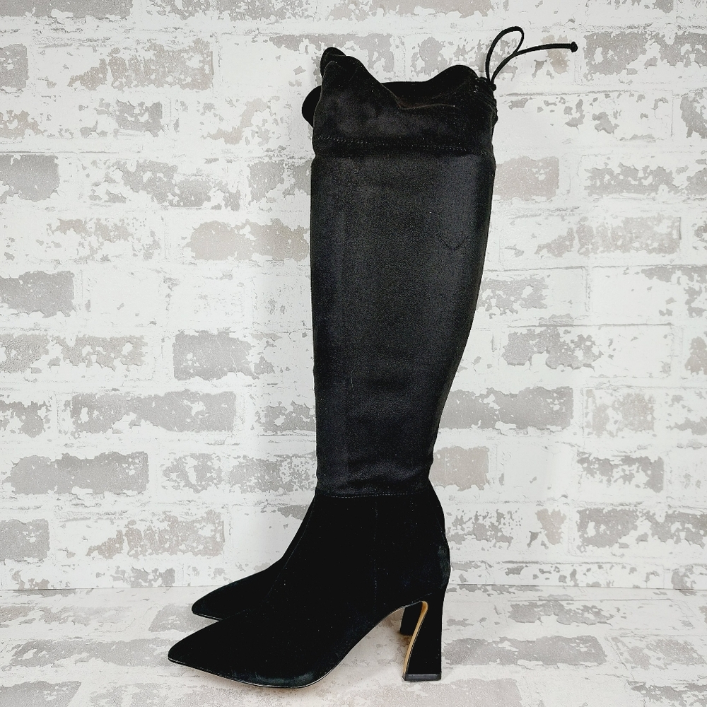 New Vince Camuto Taplana Black Faux Suede Over-The-Knee Boots E759